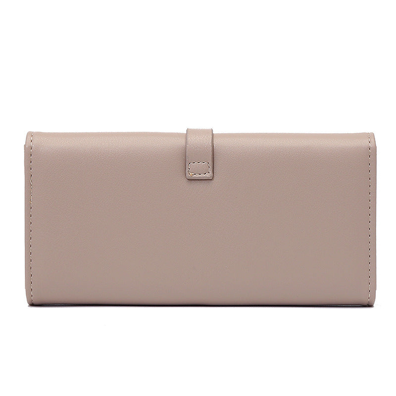 long metal buckle simple tri fold clutch