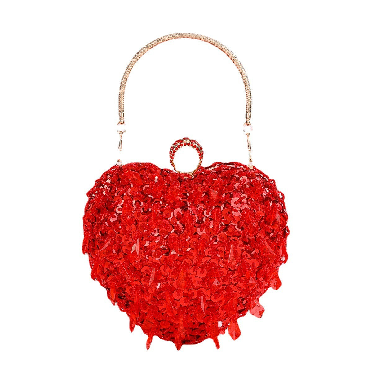 embroidered beaded heart shaped dinner bag