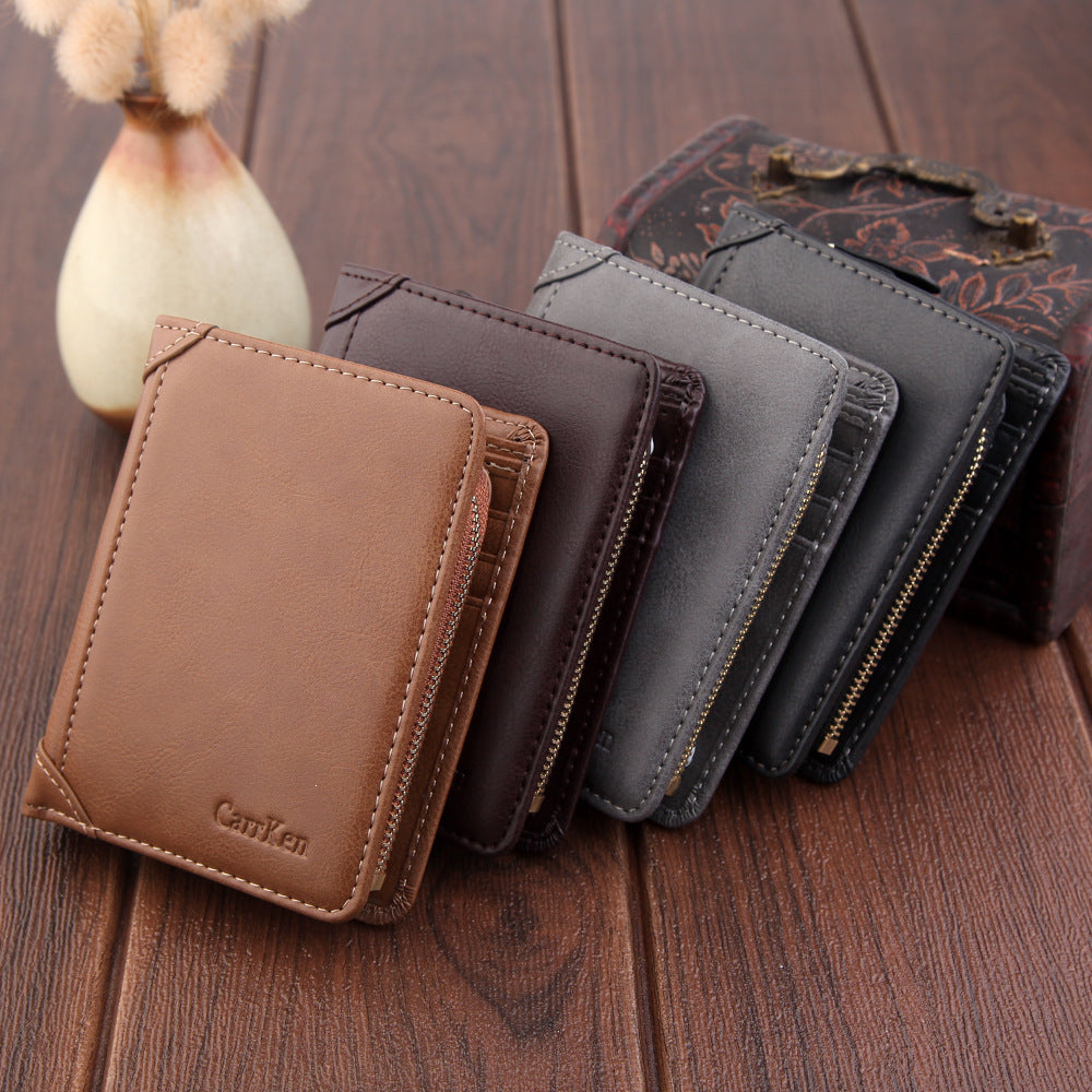 mens wallet short retro frosted card holder