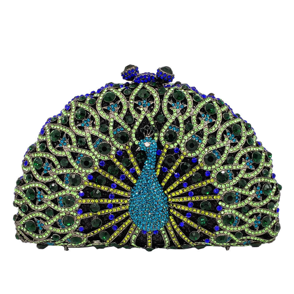 peacock dinner bag rhinestone clutch lady