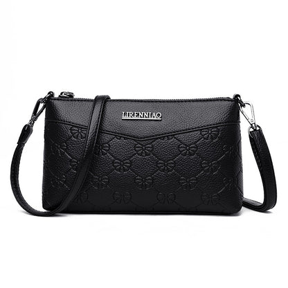 embossed pu texture middle aged and elderly shoulder messenger bag