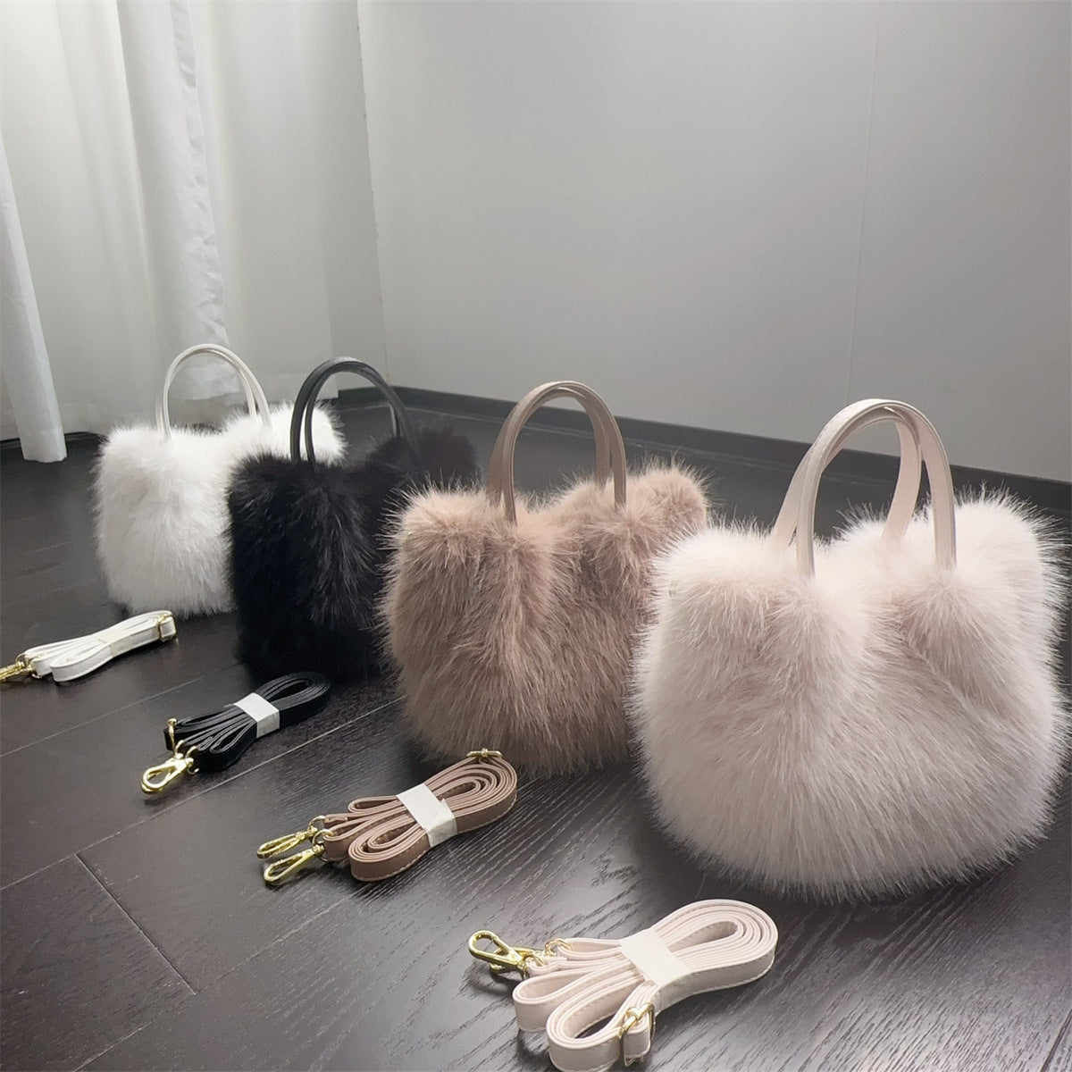 womens fox fur style tote bag