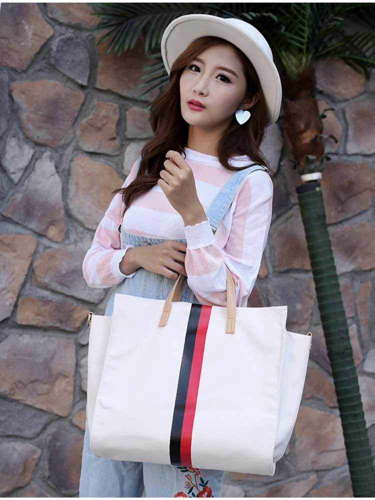 canvas ladies work bag women tote hand bag shoulder bag for women fashion lady shopping canvas stripe tote bags female handbags