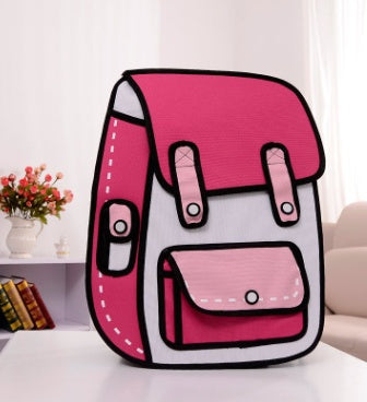 country comics student package two yuan backpack 3d backpack card ventilation computer bag oxford cloth bag personality