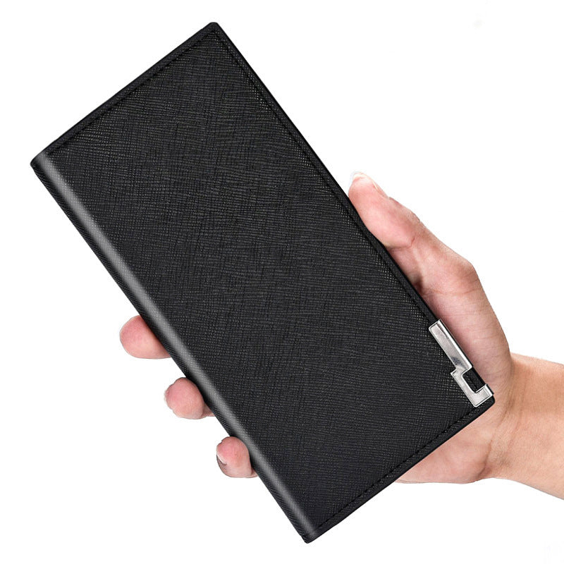 mens leather long card case wallet