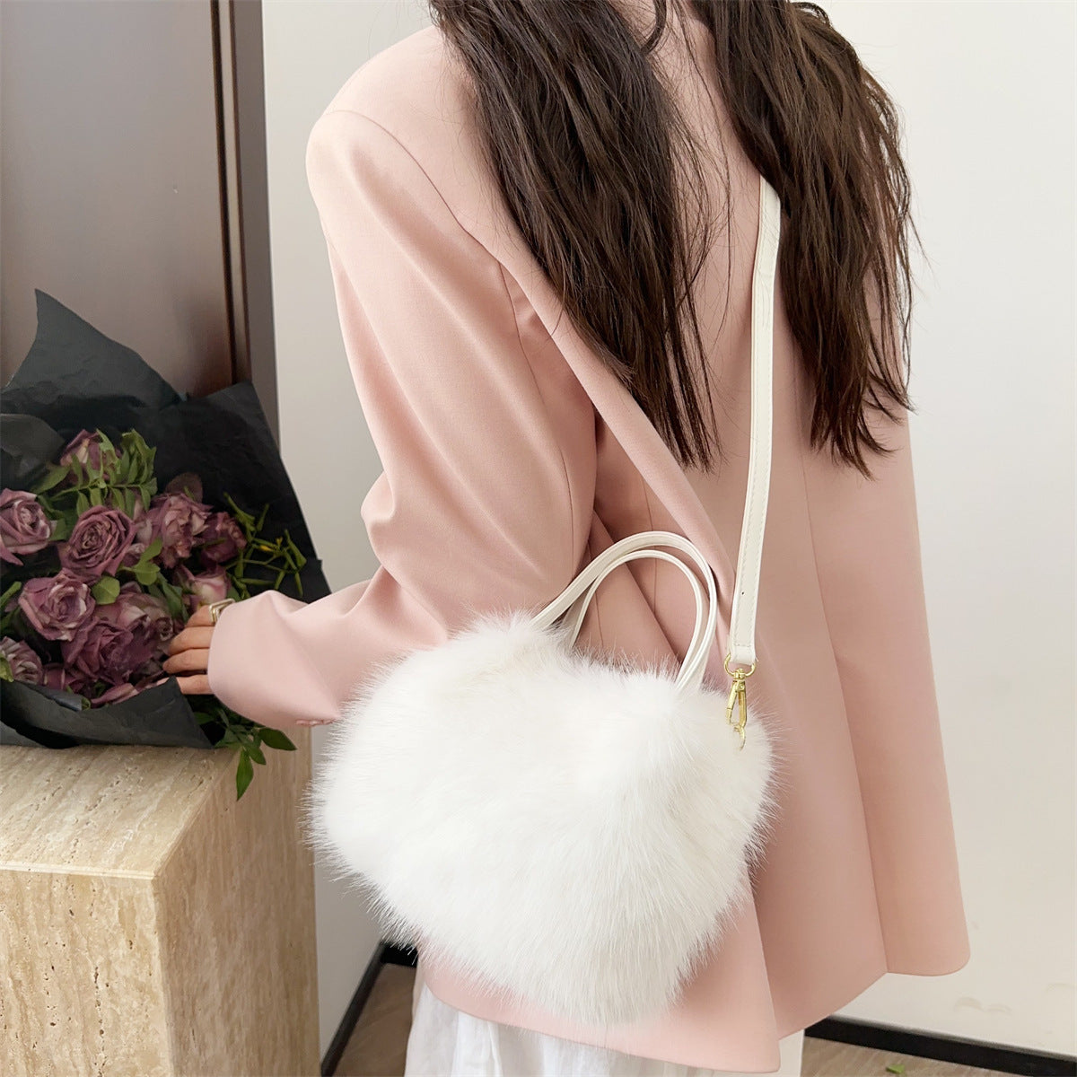 womens fox fur style tote bag