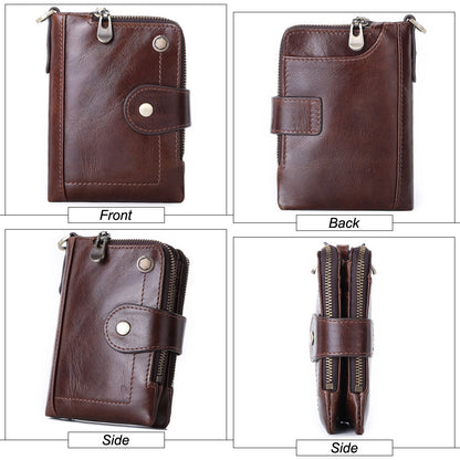 top layer cowhide buckle zipper bag casual leather bag