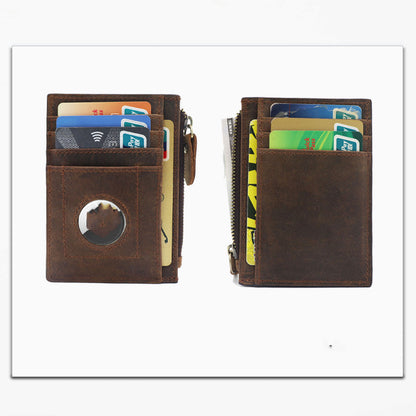 leather zipper tracker case card holder