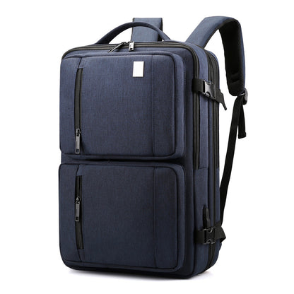 mens business travel solid color large capacity backpack