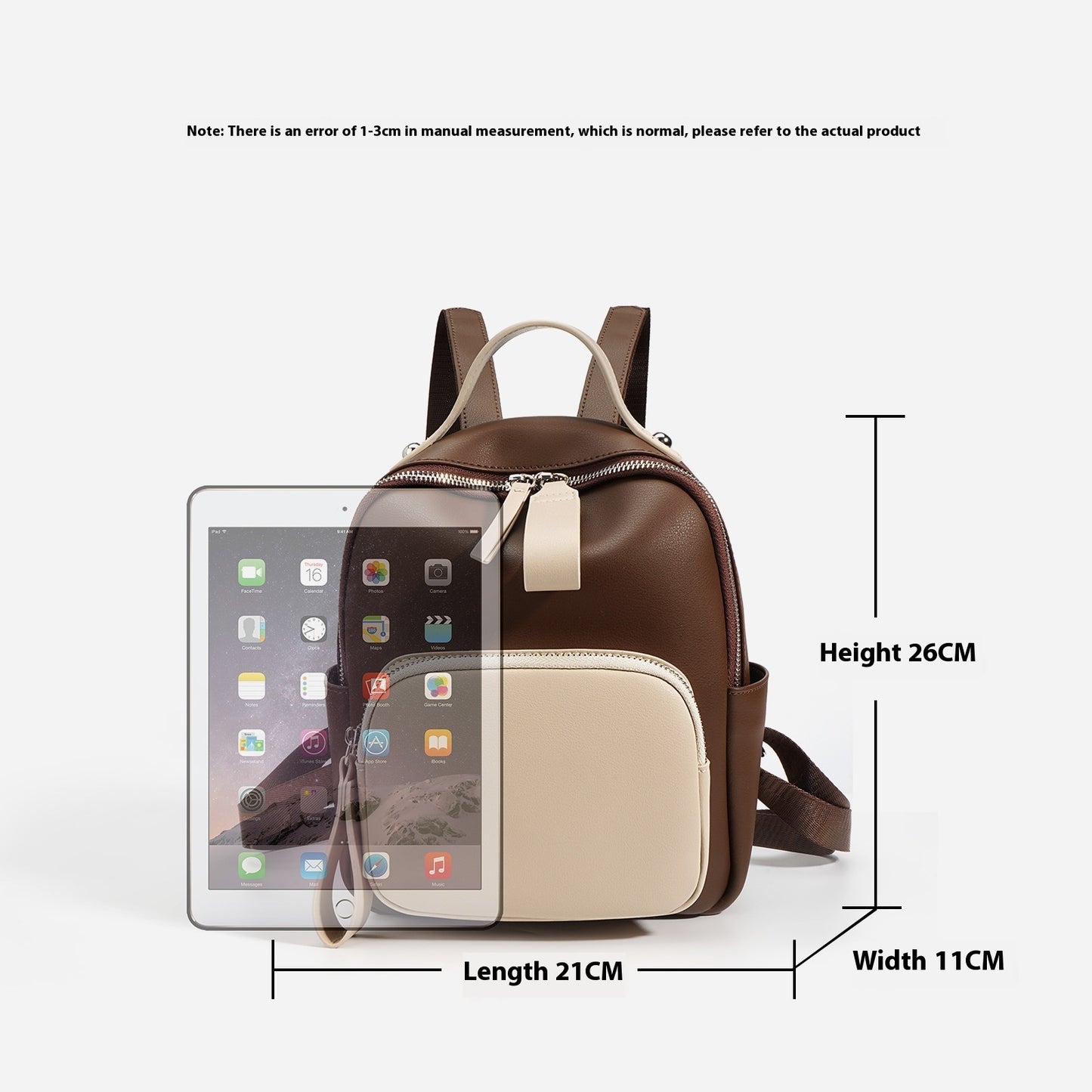 retro simple color contrast patchwork genuine leather womens backpack commuter lightweight soft cowhide