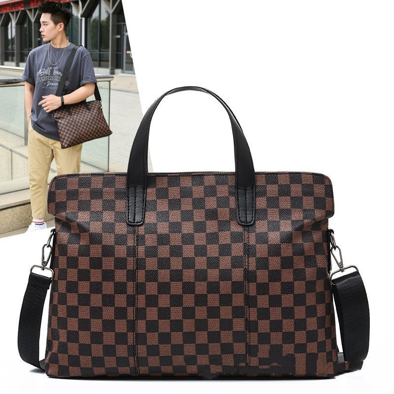 atmospheric plaid business handbag horizontal shoulder messenger