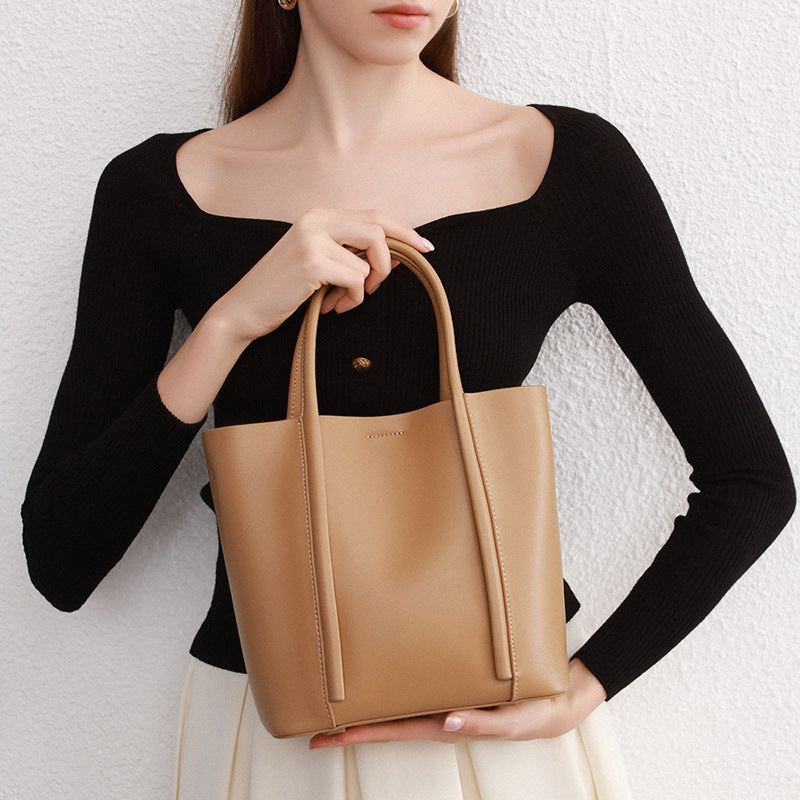 portable cowhide work commute large capacity shoulder bag