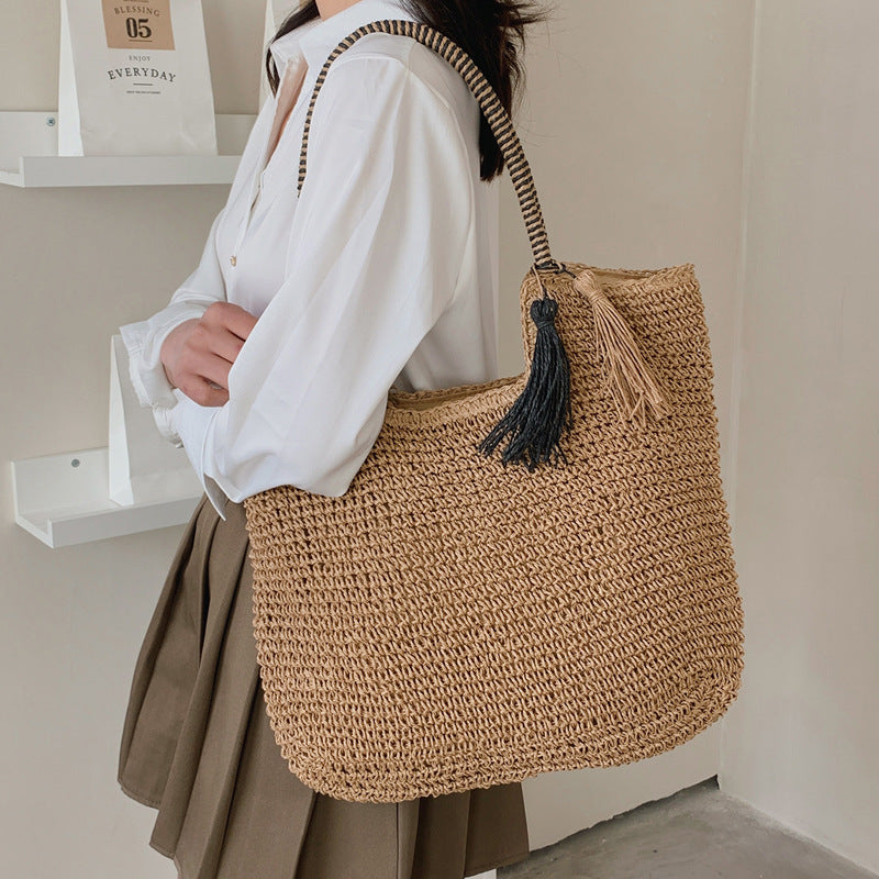 winter fashion straw casual tote bag