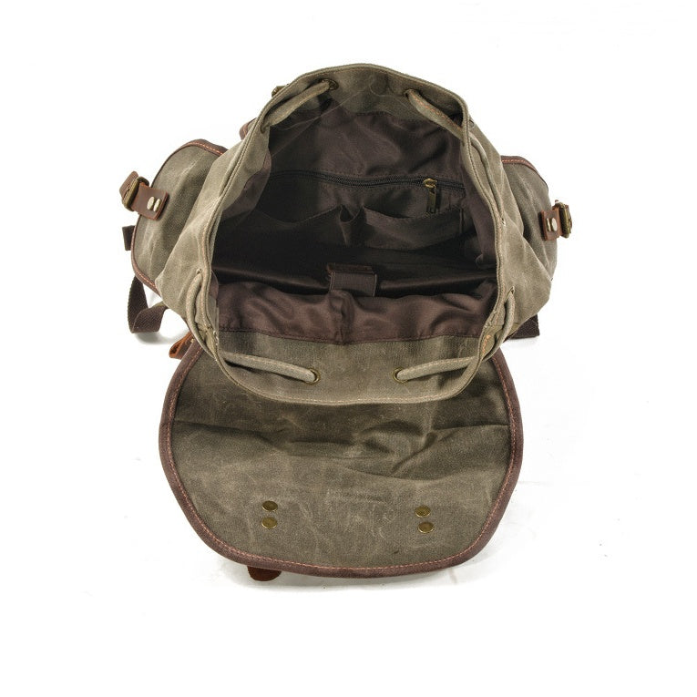 canvas stitching leather mountaineering bag