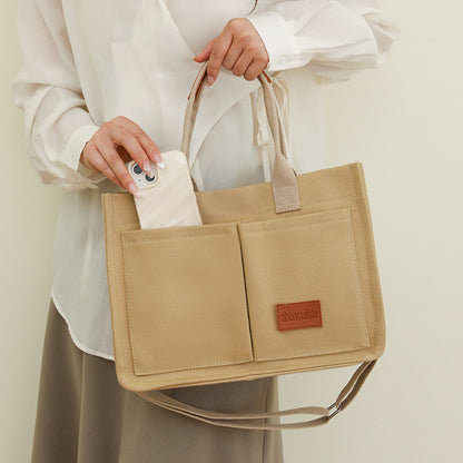 new canvas shoulder bag women large capacity multi pocket handbags casual crossbody shopper bags for students