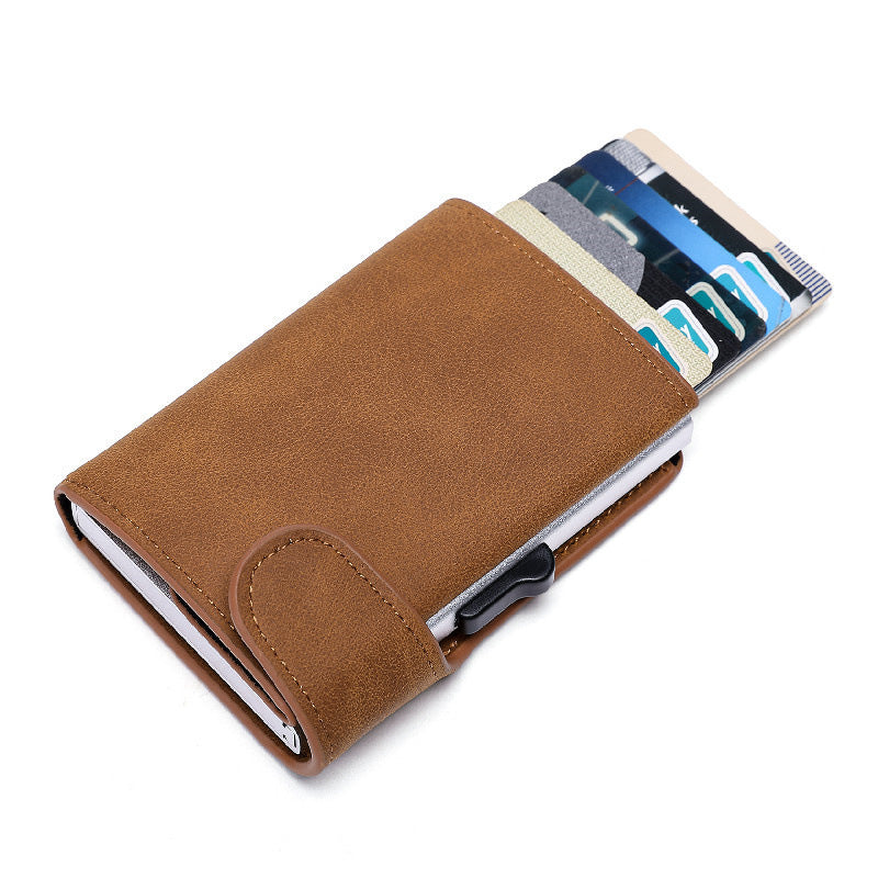 snap button side push creative card holder anti magnetic anti identity theft coin purse bankcards box