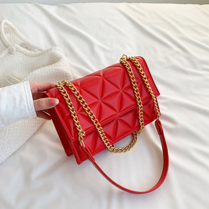 western style rhombus embroidery thread shoulder messenger bag