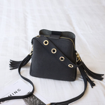 spring-new-frosted-tassel-bucket-bag-korean-version-of-the-wild-shoulder-bag-female-handkerchief-retro-messenger