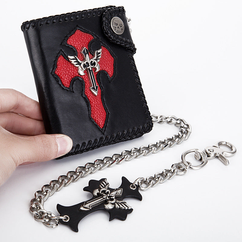 short cross wallet with chain