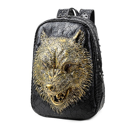 3d wolf head student backpack korean edition bags shoulder bags for men and women