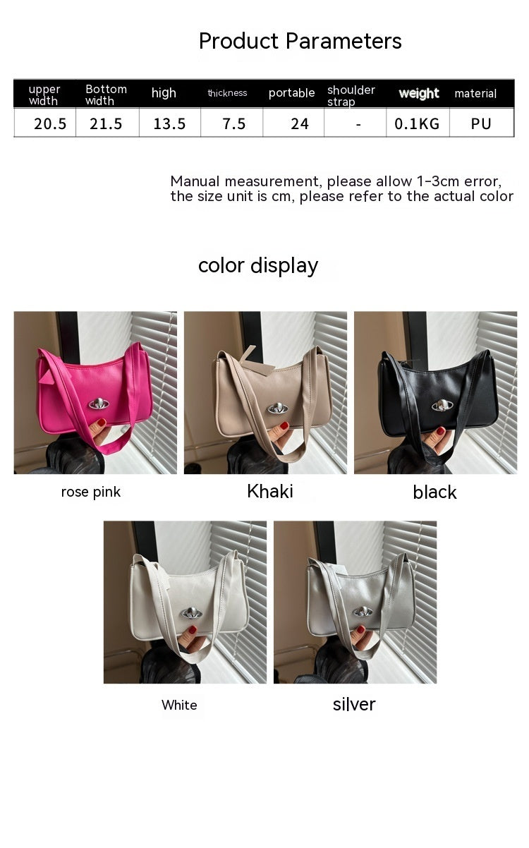 simple temperament pure color gentle shoulder bag