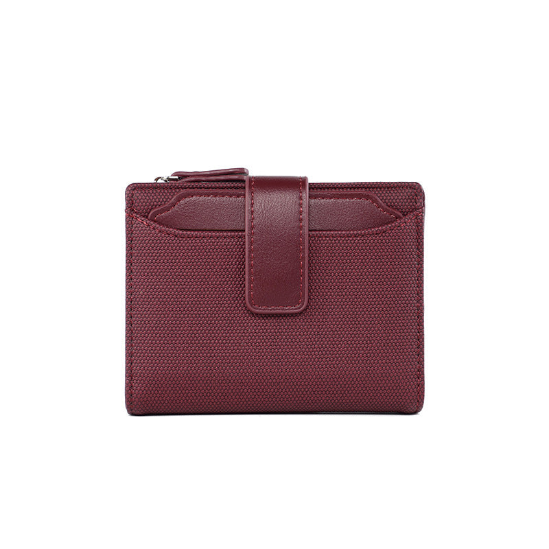 womens short solid color leather wallet