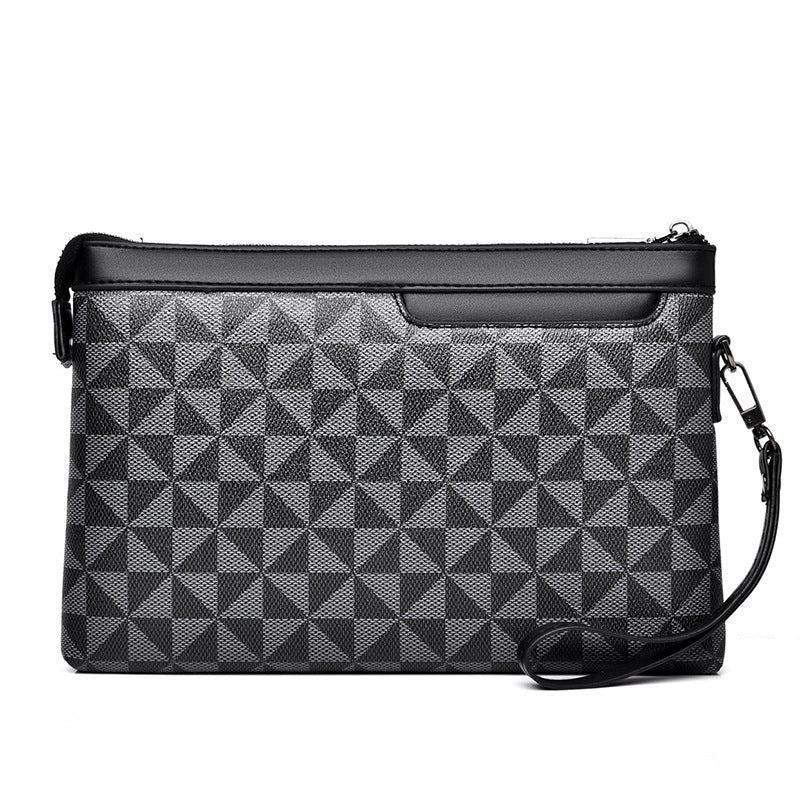 mens plaid leather portable envelope fashion youth wallet