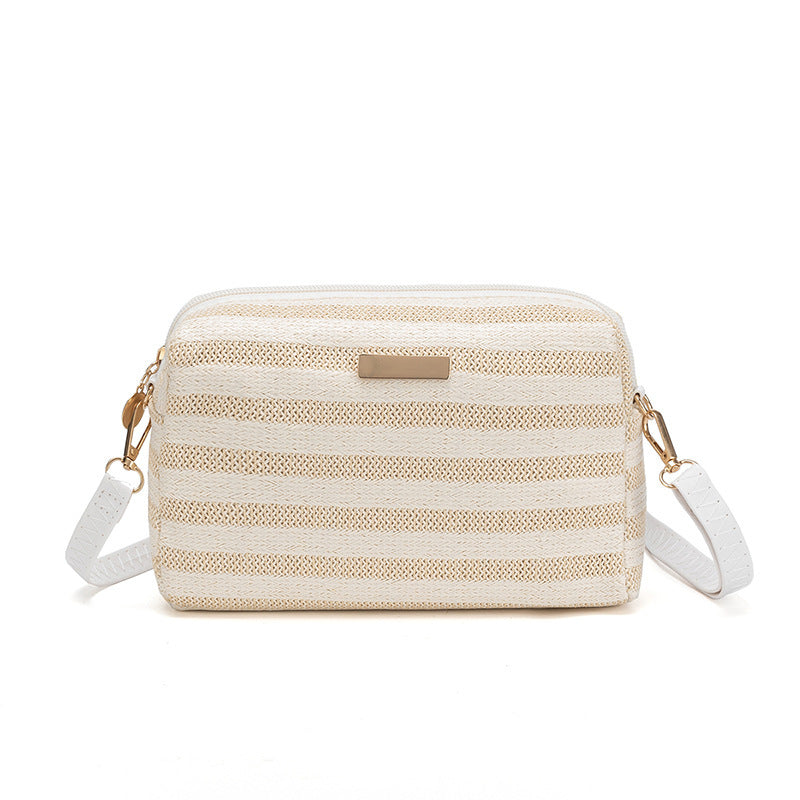 braided single shoulder cross body beach bag female