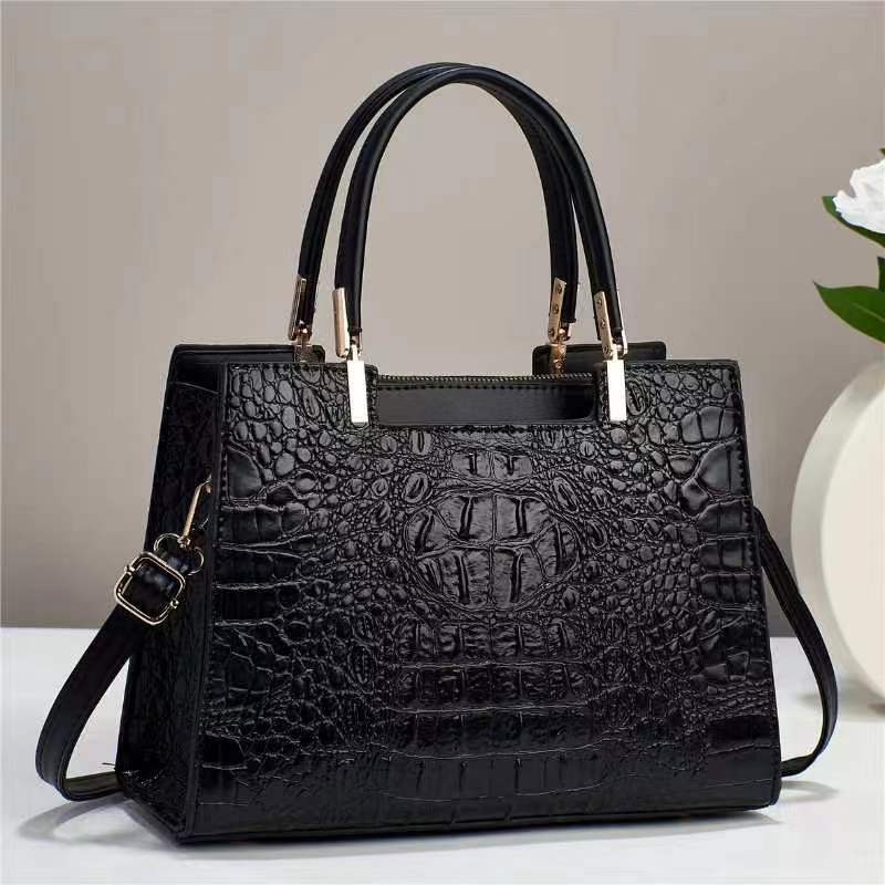 womens fashion casual crocodile pattern large capacity handbag