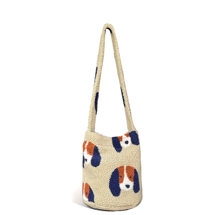 autumn and winter new leopard print letters printed bucket bag large capacity