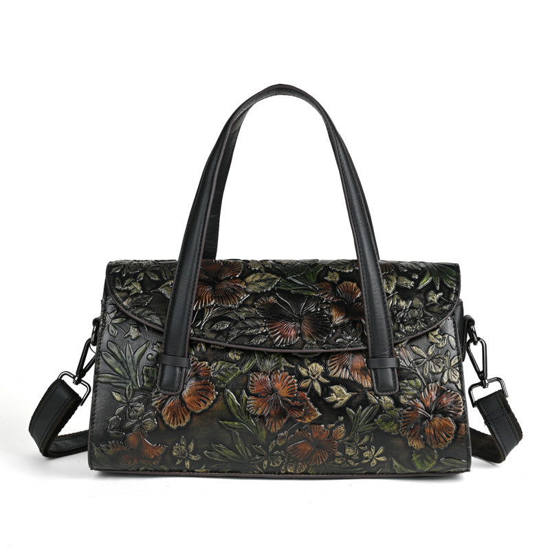 genuine leather womens bag retro portable shoulder