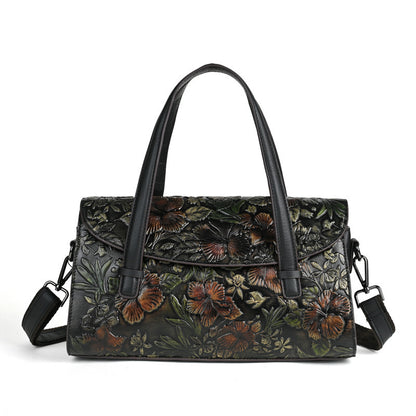 genuine leather womens bag retro portable shoulder