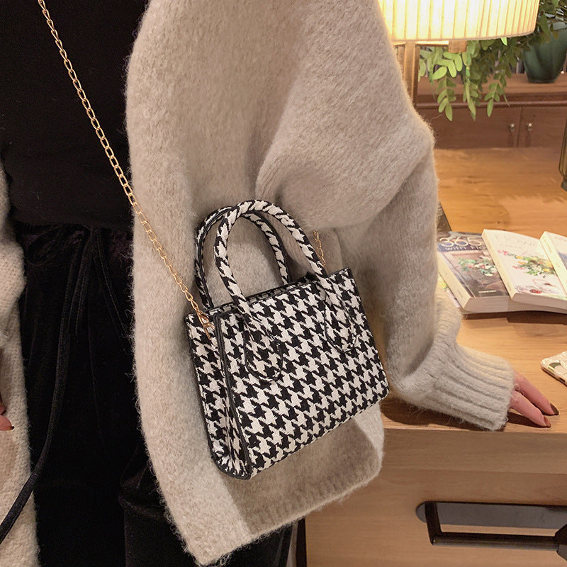 handbags houndstooth chain trendy one shoulder messenger bag