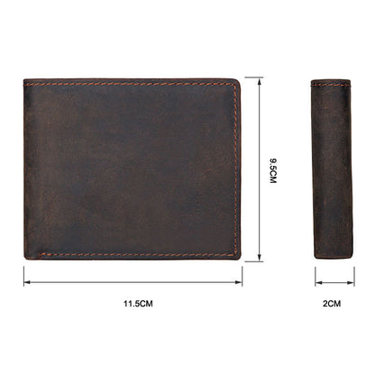 vintage mens wallet top layer crazy horse skin multifunction