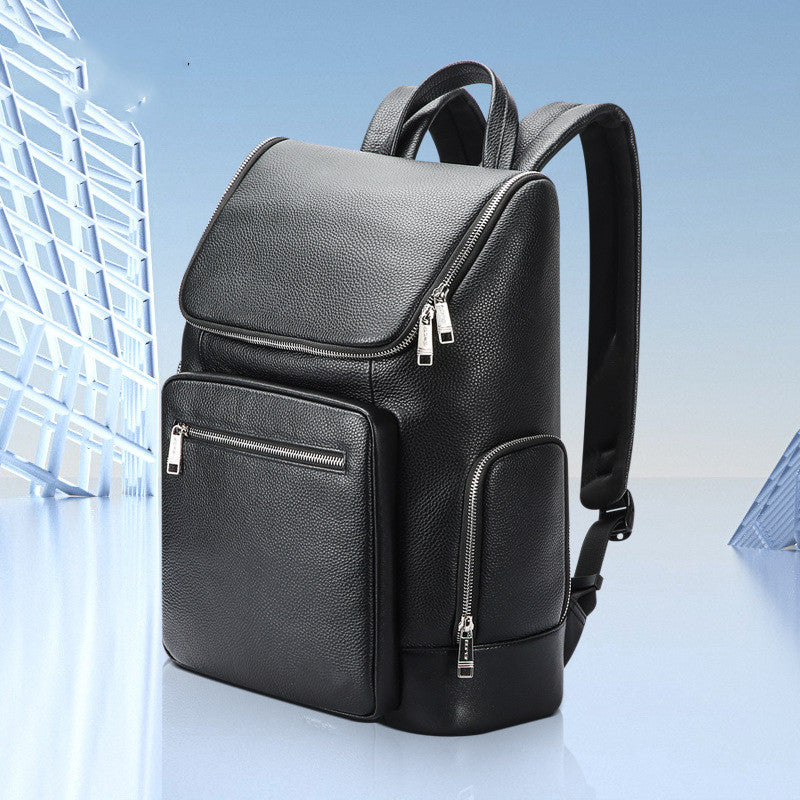 business leather large capacity backpack commuting travel