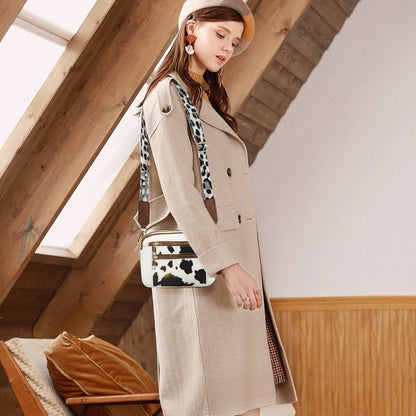 cow color matching multifunctional zipper crossbody bag