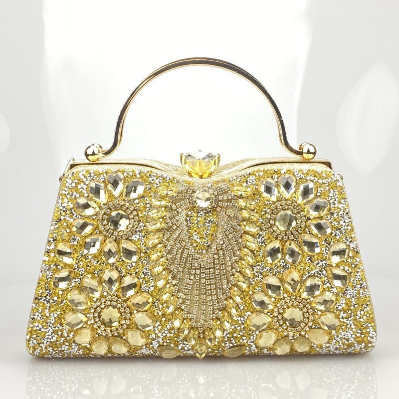 womens shiny banquet clutch horizontal square