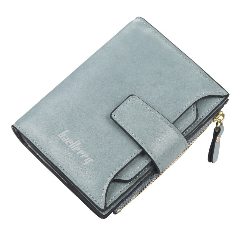 short multiple card slots buckle driving license card holder zipper wallet