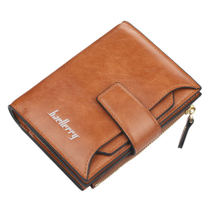 short multiple card slots buckle driving license card holder zipper wallet