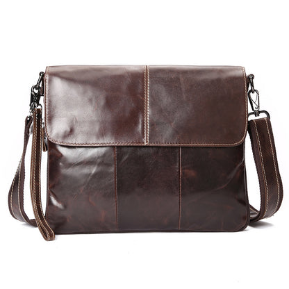 the first layer of oil wax leather one shoulder mens diagonal bag