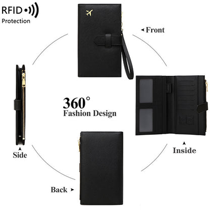 rfid anti magnetic passport holder multifunctional long ladies wallet