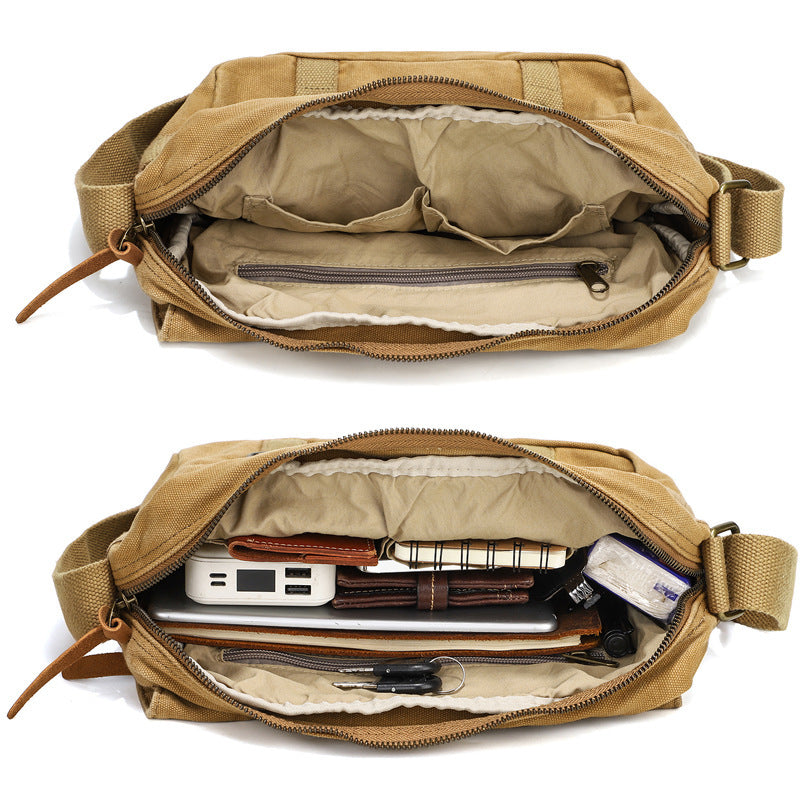 fashion mens portable retro canvas shoulder bag