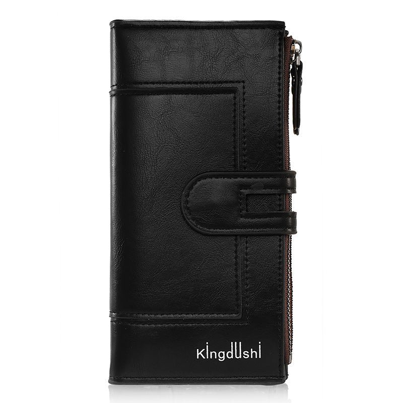 womens wallet long two fold zipper plain