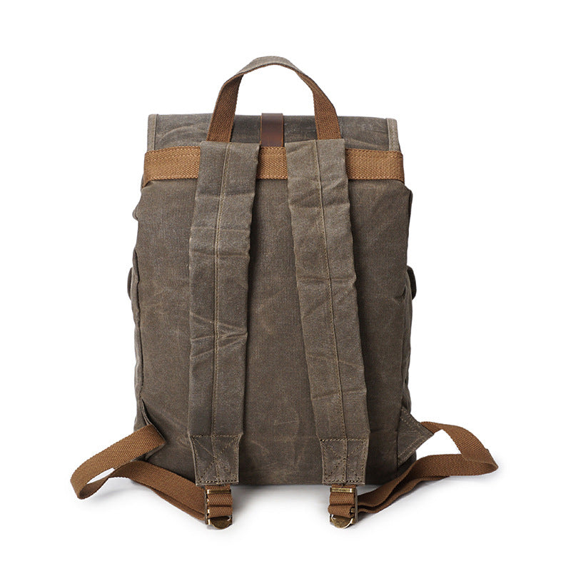 mens oil wax canvas vintage travel backpack
