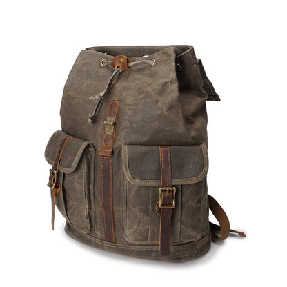 mens oil wax canvas vintage travel backpack