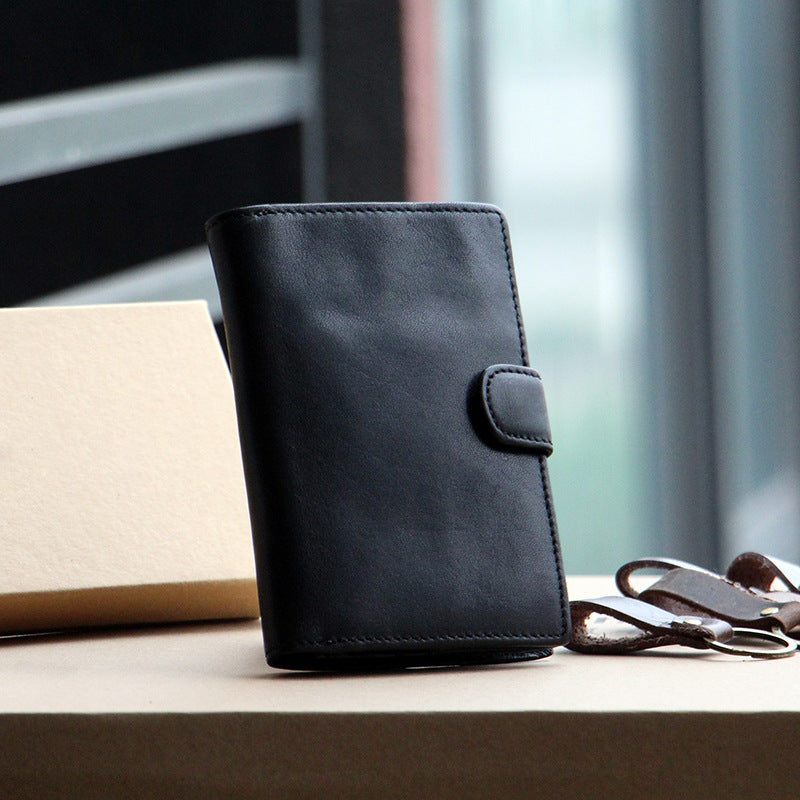 mens handmade literary vertical leather wallet