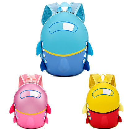 wholesale childrens cartoon kindergarten schoolbag small aircraft hard shell backpack waterproof eggshell double shoulder bag