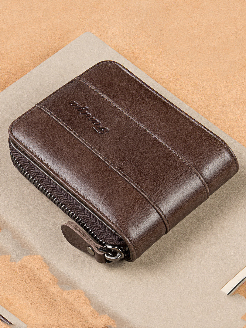 leather zipper drivers license card bag