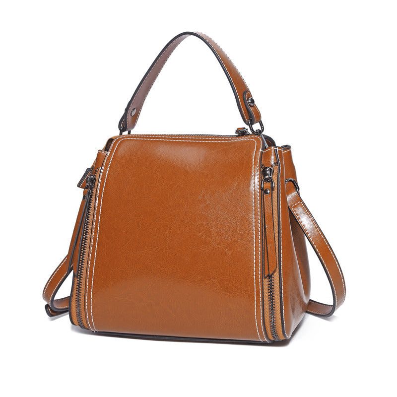 leather bags wholesale korean style new oil wax leather fashion all match portable shoulder messenger bag