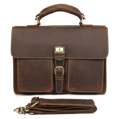 leather handbag vintage crazy horse leather mens briefcase